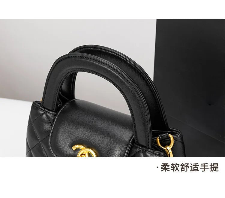 High-texture leather portable small square bag 2026 new fashionable versatile light luxury bag - Tara's Tiny Treasures