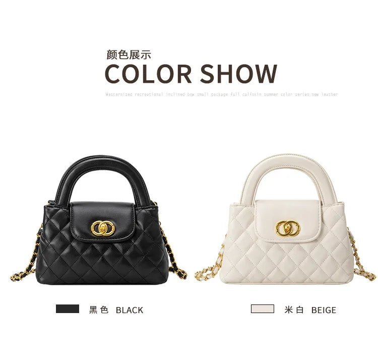 High-texture leather portable small square bag 2026 new fashionable versatile light luxury bag - Tara's Tiny Treasures