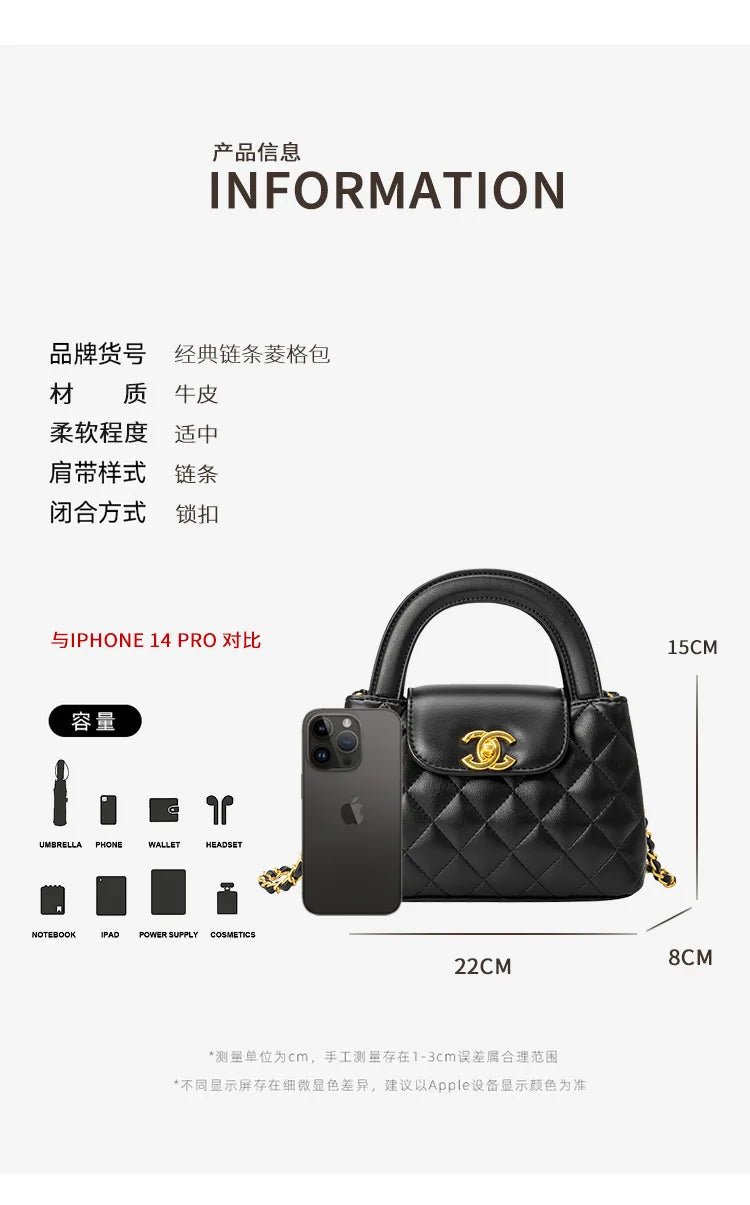 High-texture leather portable small square bag 2026 new fashionable versatile light luxury bag - Tara's Tiny Treasures