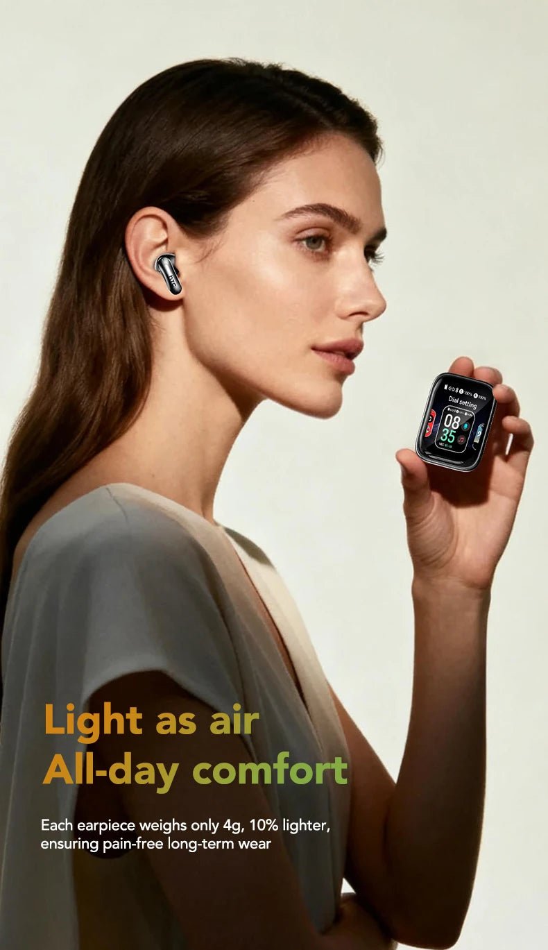 HTC NE48 TWS Wireless Earbuds AI Translation 2K HD Touchscreen Bluetooth 6.0 IPX5 ENC Noise Cancelling Sports Headphone - Tara's Tiny Treasures