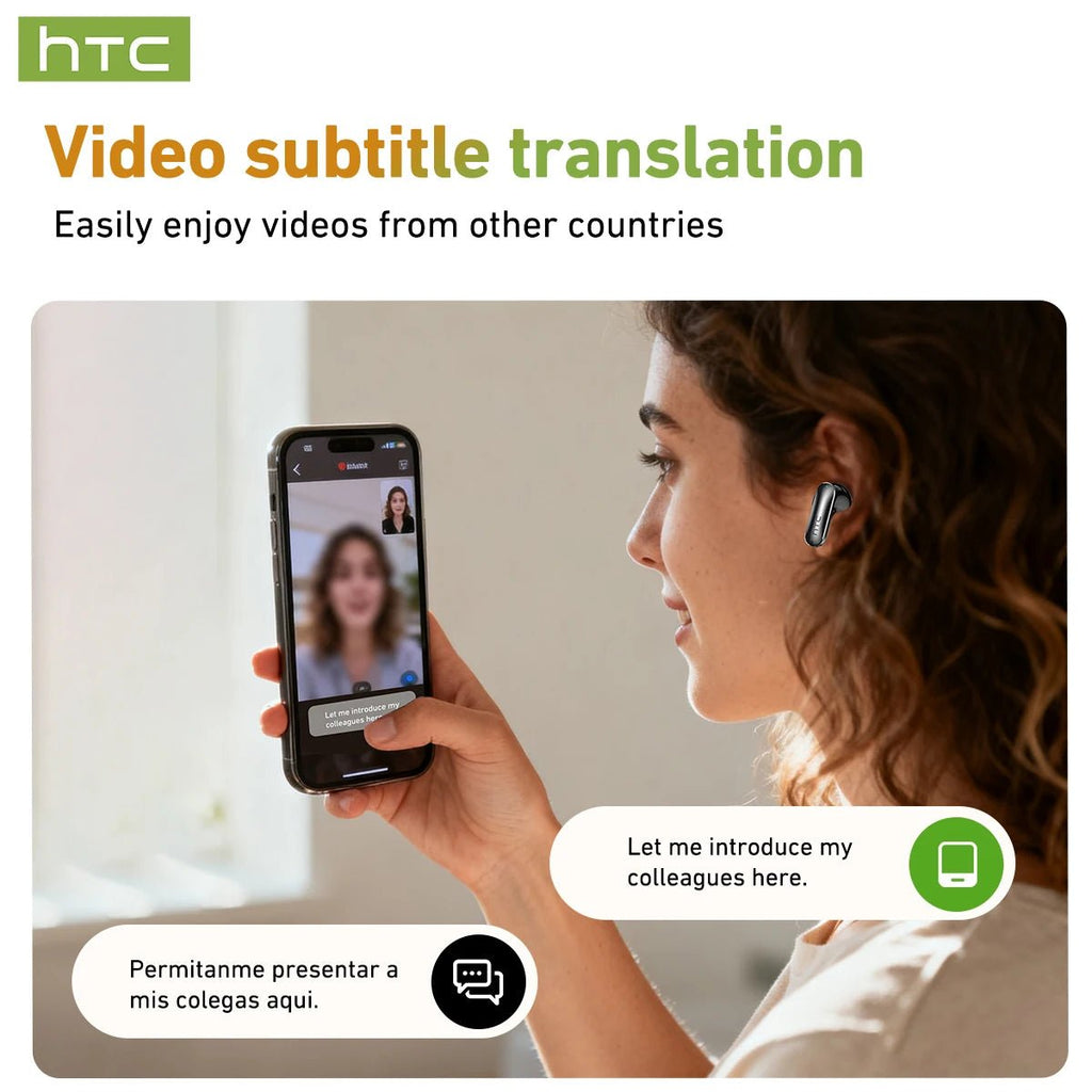 HTC NE48 TWS Wireless Earbuds AI Translation 2K HD Touchscreen Bluetooth 6.0 IPX5 ENC Noise Cancelling Sports Headphone - Tara's Tiny Treasures