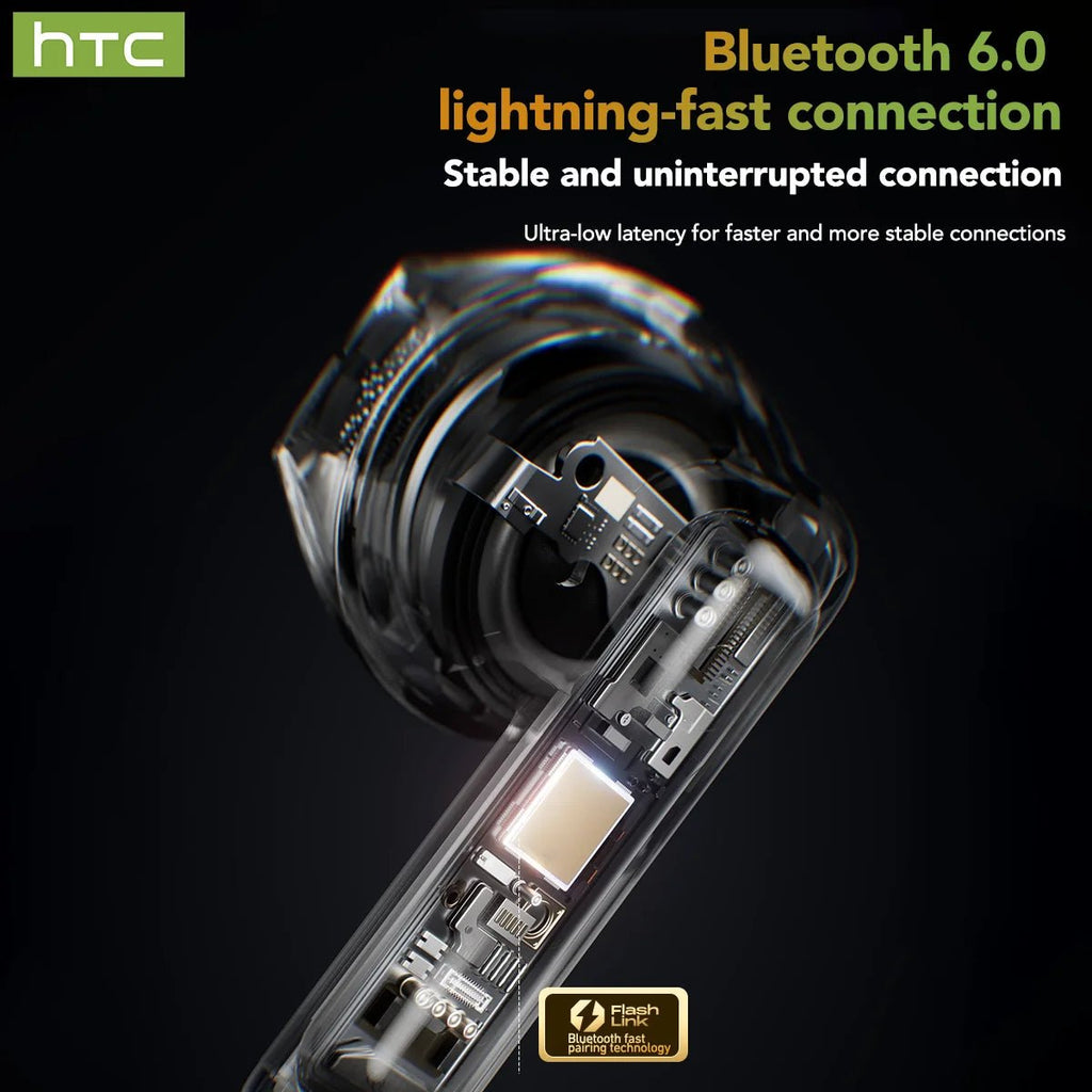 HTC NE48 TWS Wireless Earbuds AI Translation 2K HD Touchscreen Bluetooth 6.0 IPX5 ENC Noise Cancelling Sports Headphone - Tara's Tiny Treasures
