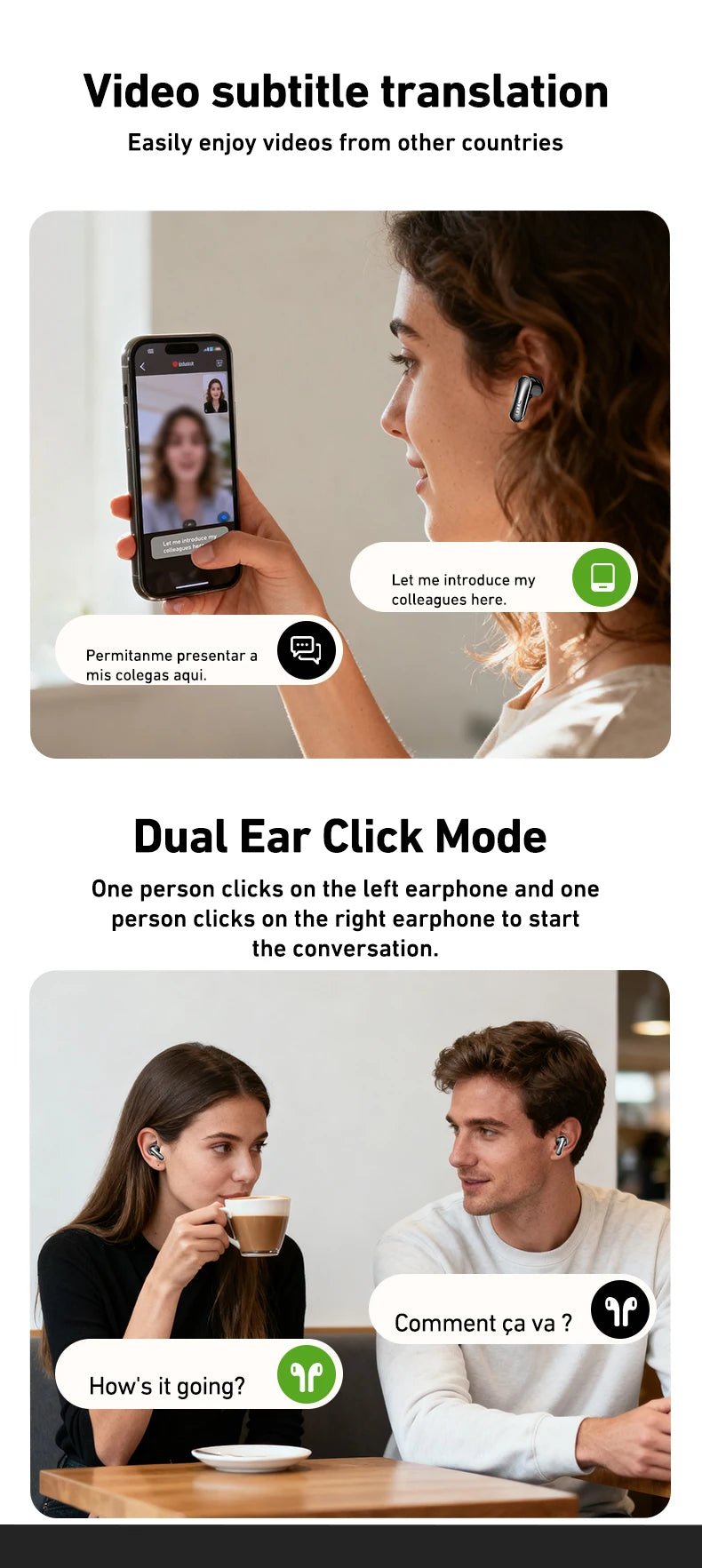 HTC NE48 TWS Wireless Earbuds AI Translation 2K HD Touchscreen Bluetooth 6.0 IPX5 ENC Noise Cancelling Sports Headphone - Tara's Tiny Treasures