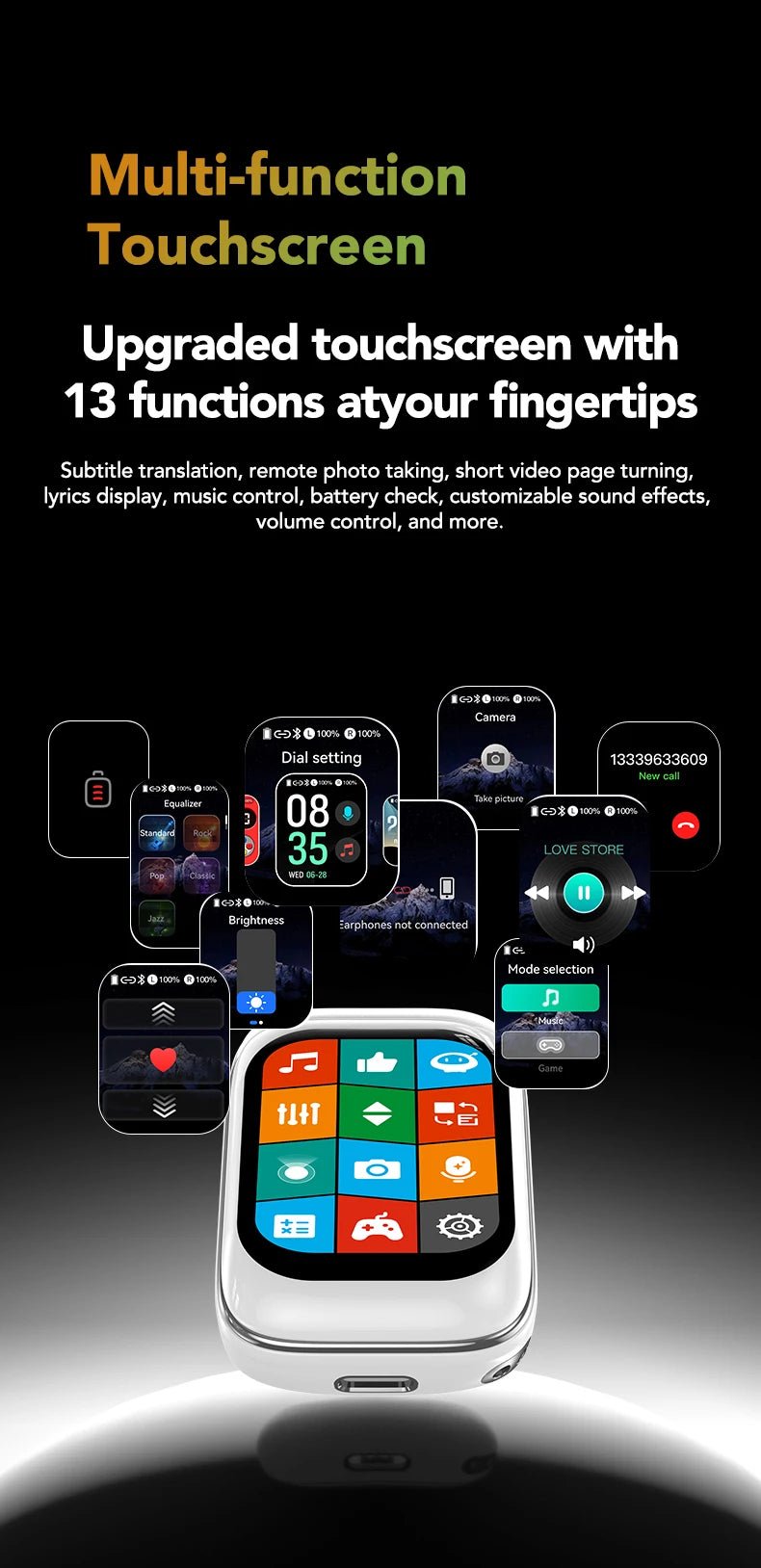 HTC NE48 TWS Wireless Earbuds AI Translation 2K HD Touchscreen Bluetooth 6.0 IPX5 ENC Noise Cancelling Sports Headphone - Tara's Tiny Treasures