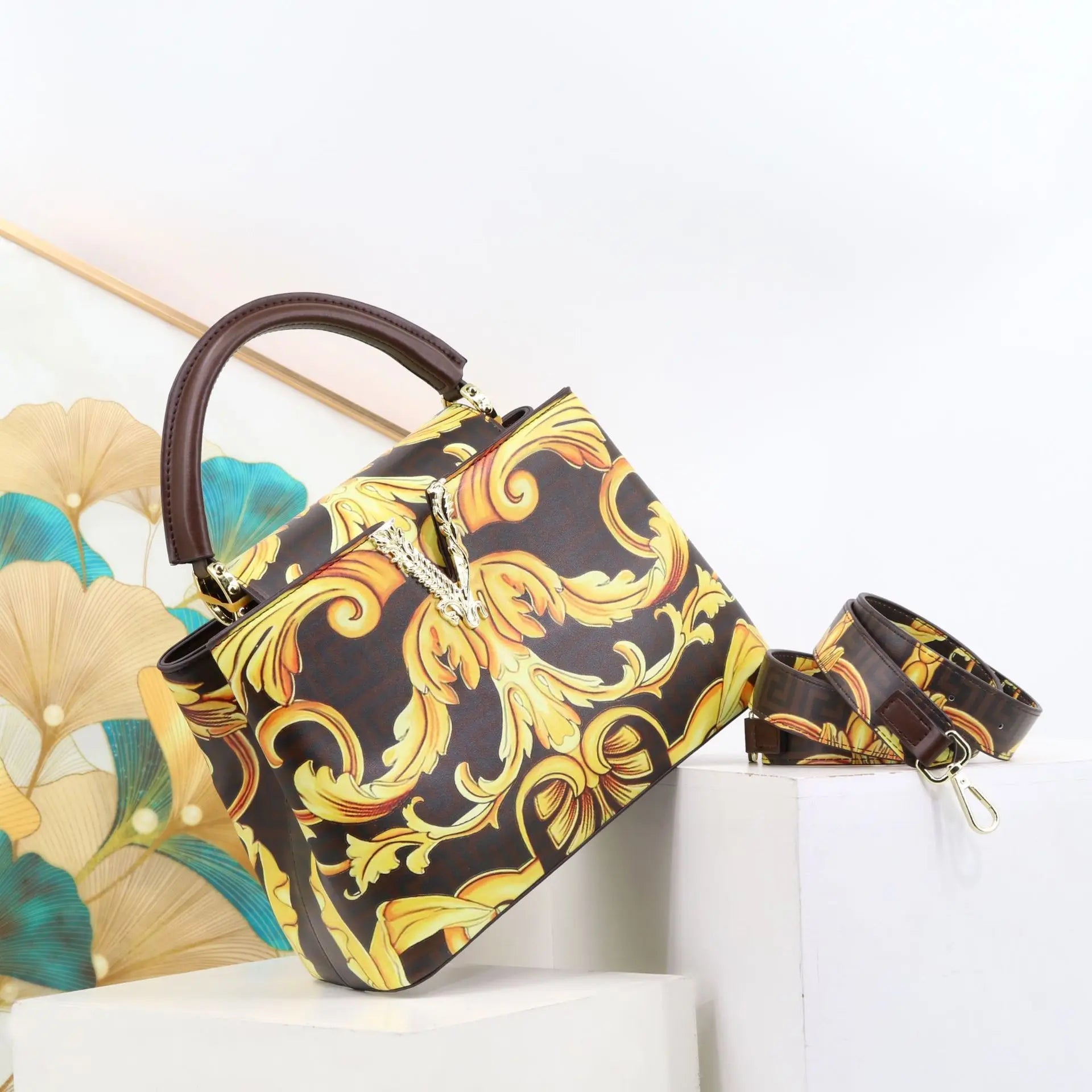 Ins Famous Fashion Classic Printed PU Leather Womens Handbags Luxury Elegant Shoulder Crossbody Top Handle Bag Daily Travel Work - Tara's Tiny Treasures