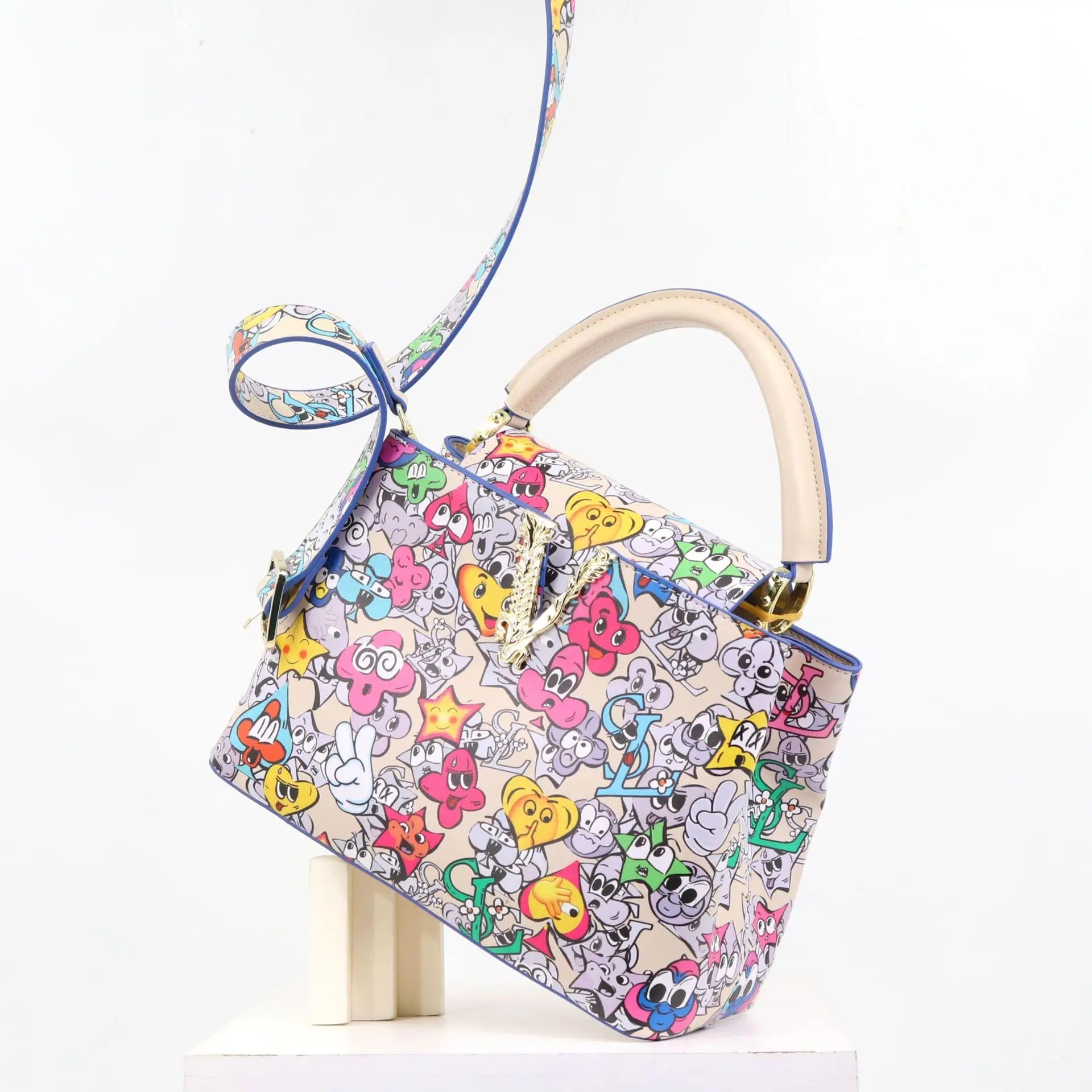 Ins Famous Fashion Classic Printed PU Leather Womens Handbags Luxury Elegant Shoulder Crossbody Top Handle Bag Daily Travel Work - Tara's Tiny Treasures