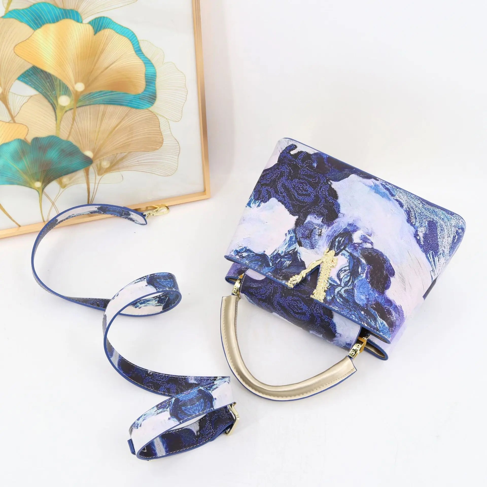 Ins Famous Fashion Classic Printed PU Leather Womens Handbags Luxury Elegant Shoulder Crossbody Top Handle Bag Daily Travel Work - Tara's Tiny Treasures