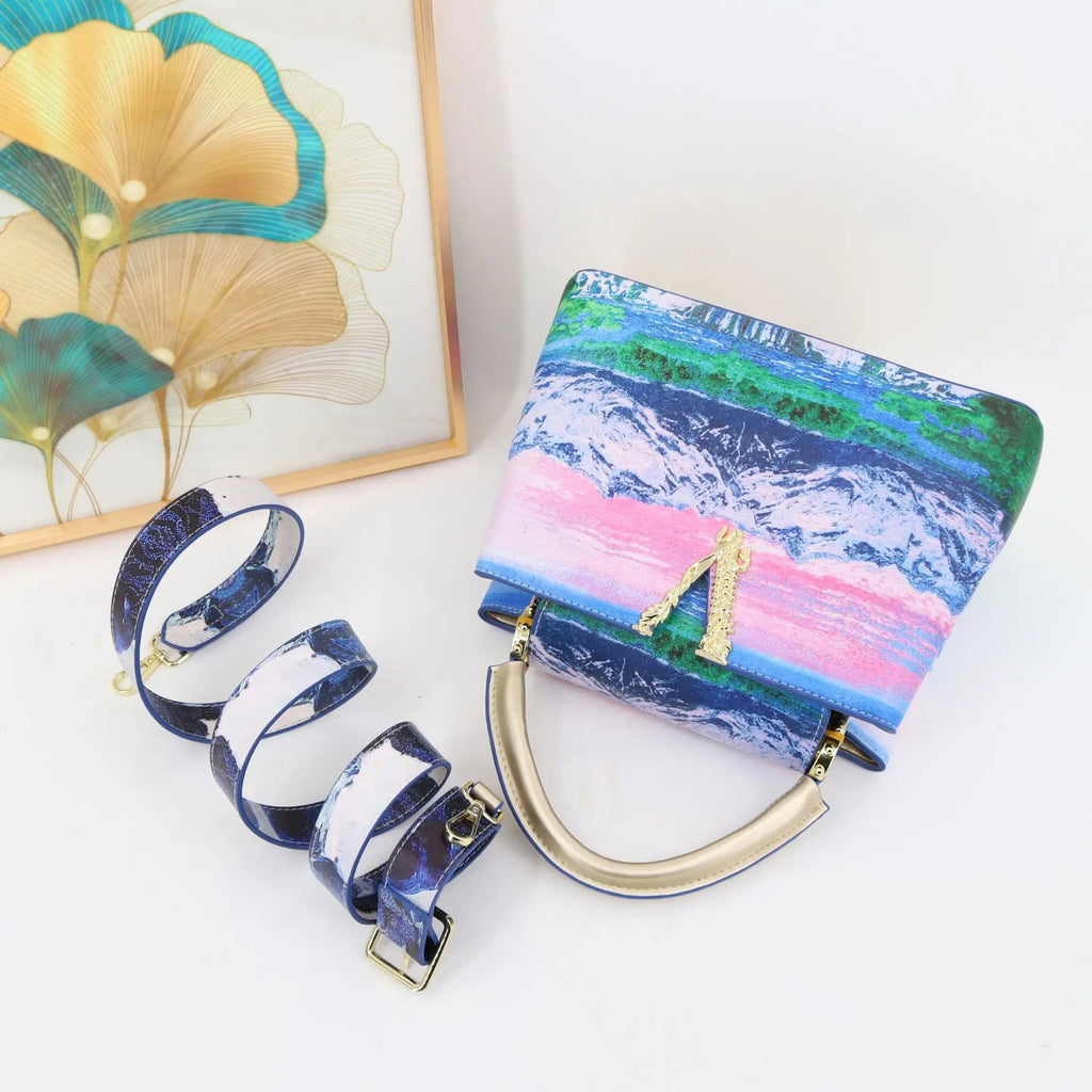 Ins Famous Fashion Classic Printed PU Leather Womens Handbags Luxury Elegant Shoulder Crossbody Top Handle Bag Daily Travel Work - Tara's Tiny Treasures