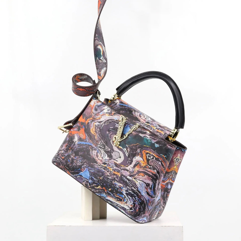 Ins Famous Fashion Classic Printed PU Leather Womens Handbags Luxury Elegant Shoulder Crossbody Top Handle Bag Daily Travel Work - Tara's Tiny Treasures