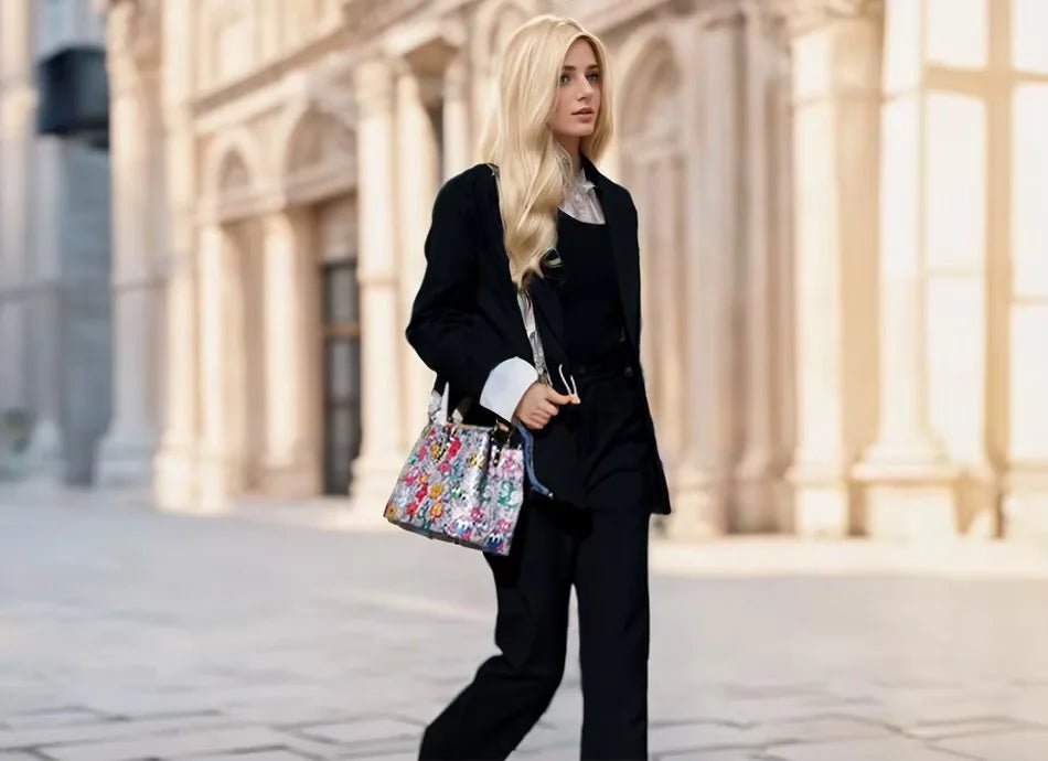 Ins Famous Fashion Classic Printed PU Leather Womens Handbags Luxury Elegant Shoulder Crossbody Top Handle Bag Daily Travel Work - Tara's Tiny Treasures