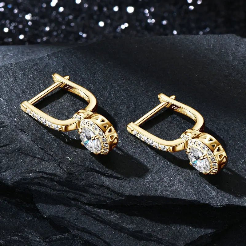 IOGOU Luxury S925 Silver 5mm 0.5ct Moissanite Dangle Hoop Earrings for Women Real Moissanite Diamond Jewelry Wedding Party Gift - Tara's Tiny Treasures
