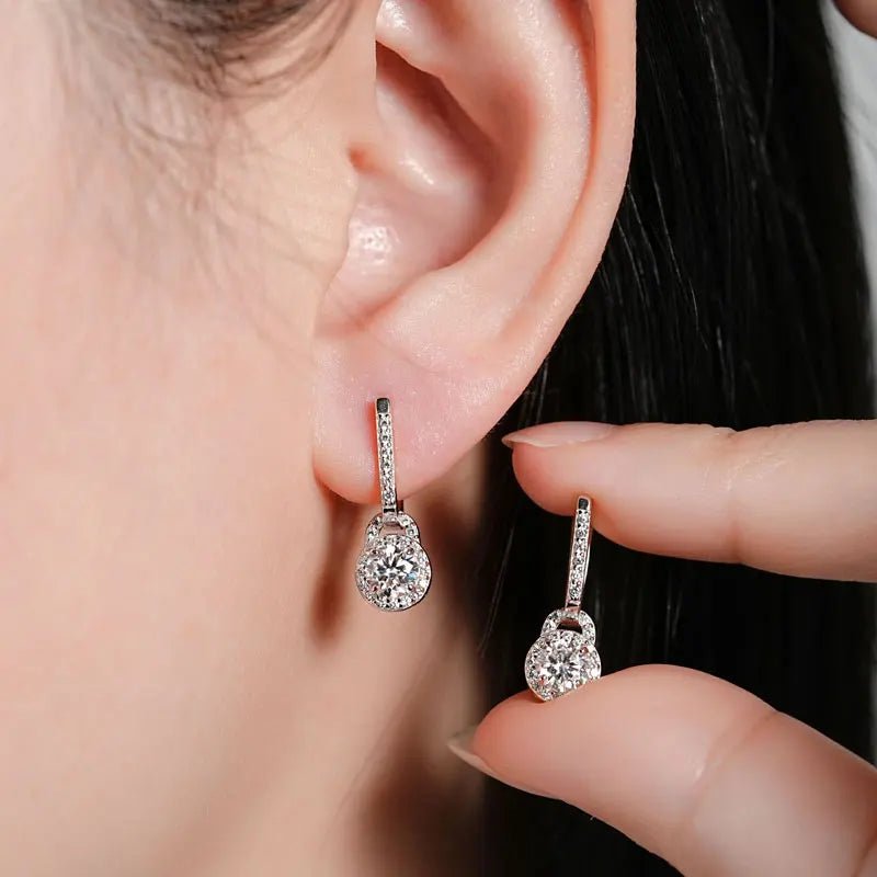 IOGOU Luxury S925 Silver 5mm 0.5ct Moissanite Dangle Hoop Earrings for Women Real Moissanite Diamond Jewelry Wedding Party Gift - Tara's Tiny Treasures