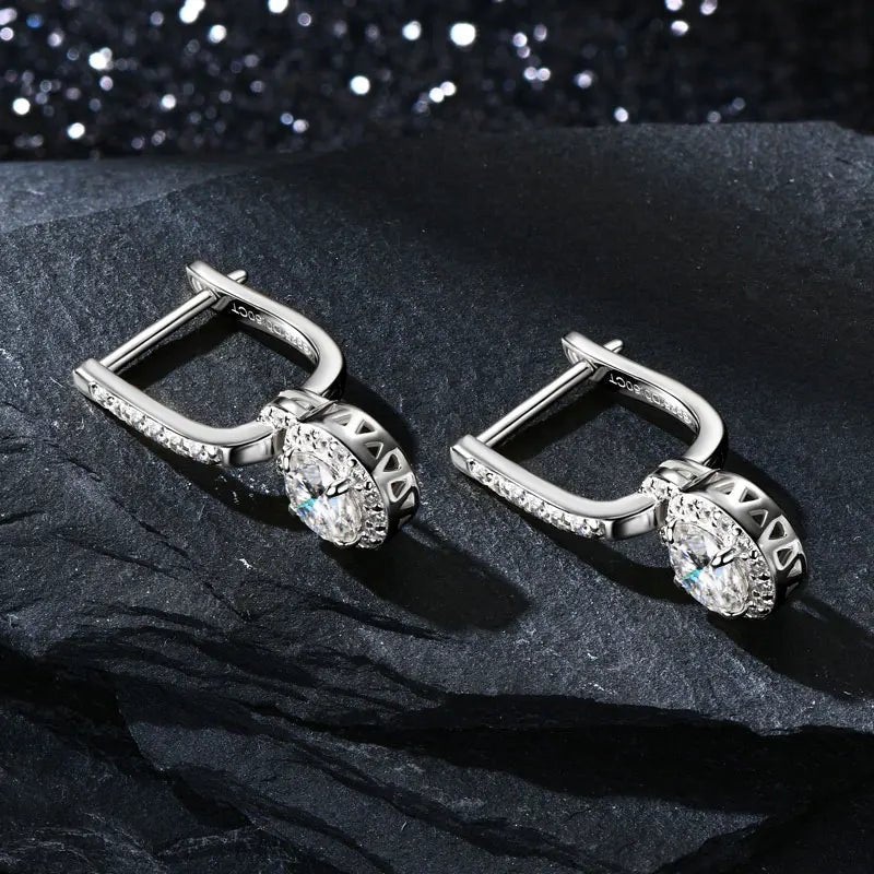 IOGOU Luxury S925 Silver 5mm 0.5ct Moissanite Dangle Hoop Earrings for Women Real Moissanite Diamond Jewelry Wedding Party Gift - Tara's Tiny Treasures