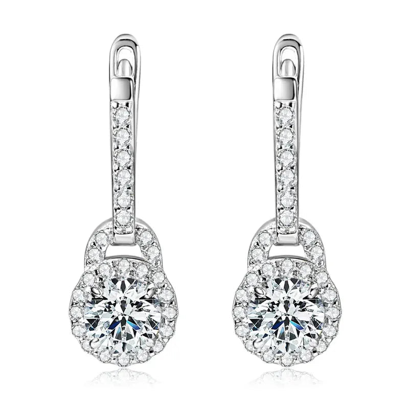 IOGOU Luxury S925 Silver 5mm 0.5ct Moissanite Dangle Hoop Earrings for Women Real Moissanite Diamond Jewelry Wedding Party Gift - Tara's Tiny Treasures