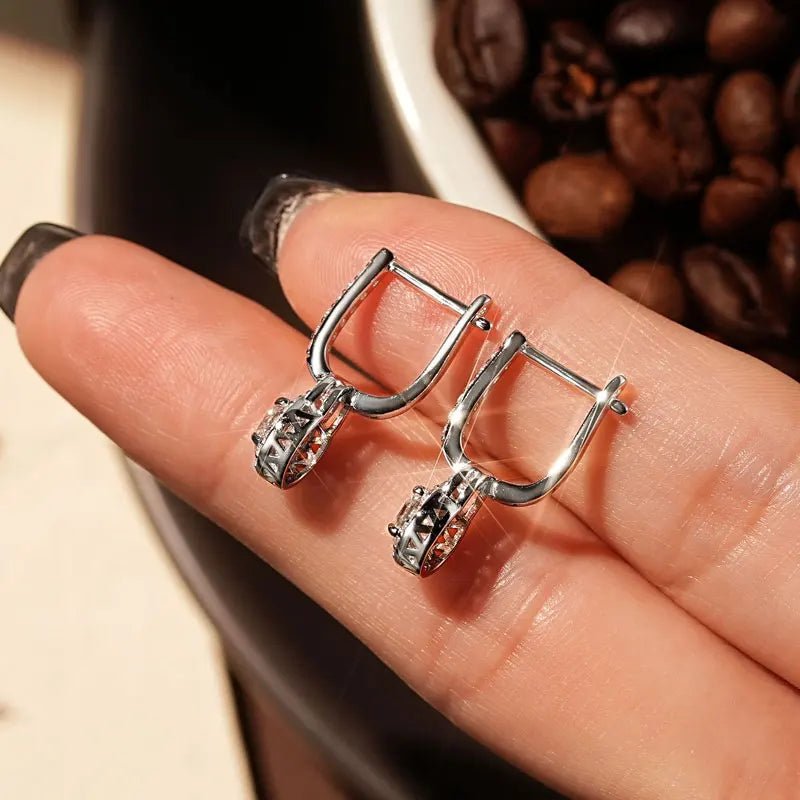 IOGOU Luxury S925 Silver 5mm 0.5ct Moissanite Dangle Hoop Earrings for Women Real Moissanite Diamond Jewelry Wedding Party Gift - Tara's Tiny Treasures