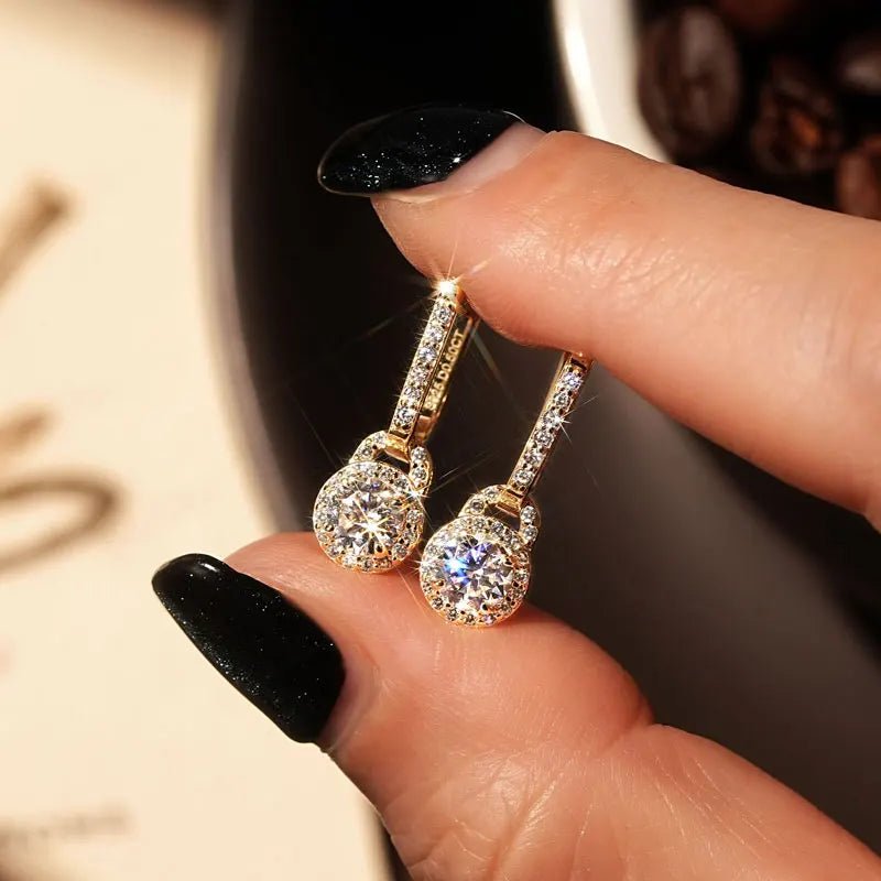 IOGOU Luxury S925 Silver 5mm 0.5ct Moissanite Dangle Hoop Earrings for Women Real Moissanite Diamond Jewelry Wedding Party Gift - Tara's Tiny Treasures