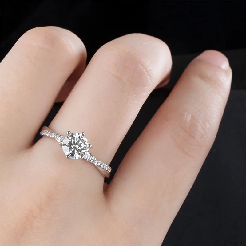 JoyceJelly 925 Sterling Silver Ring 1CT D Color VVS 3EX 8H8A Moissanite Diamond Jewelry Luxury Wedding Rings For Women Gift - Tara's Tiny Treasures