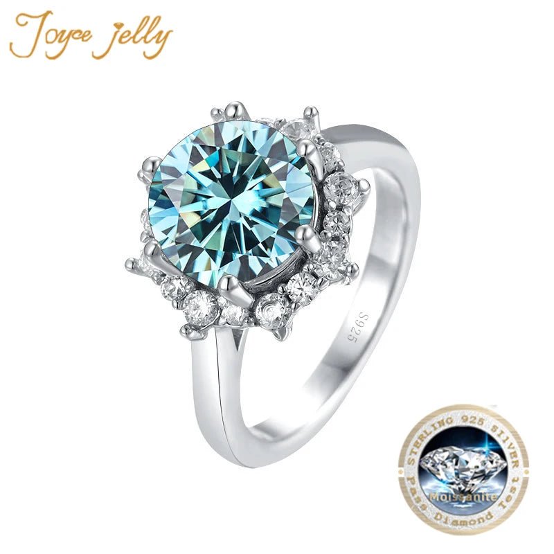 JoyceJelly Luxury 3 Carat Moissanite Diamond Jewelry S925 Sterling Silver Wedding Ring For Women Flower Shaped Design Size5-9 - Tara's Tiny Treasures