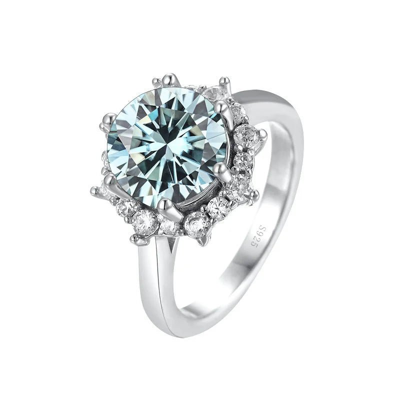JoyceJelly Luxury 3 Carat Moissanite Diamond Jewelry S925 Sterling Silver Wedding Ring For Women Flower Shaped Design Size5-9 - Tara's Tiny Treasures