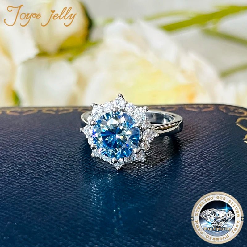 JoyceJelly Luxury 3 Carat Moissanite Diamond Jewelry S925 Sterling Silver Wedding Ring For Women Flower Shaped Design Size5-9 - Tara's Tiny Treasures