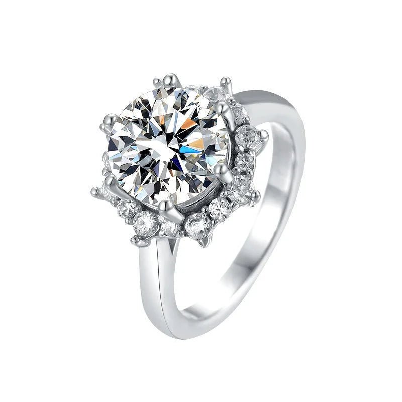 JoyceJelly Luxury 3 Carat Moissanite Diamond Jewelry S925 Sterling Silver Wedding Ring For Women Flower Shaped Design Size5-9 - Tara's Tiny Treasures
