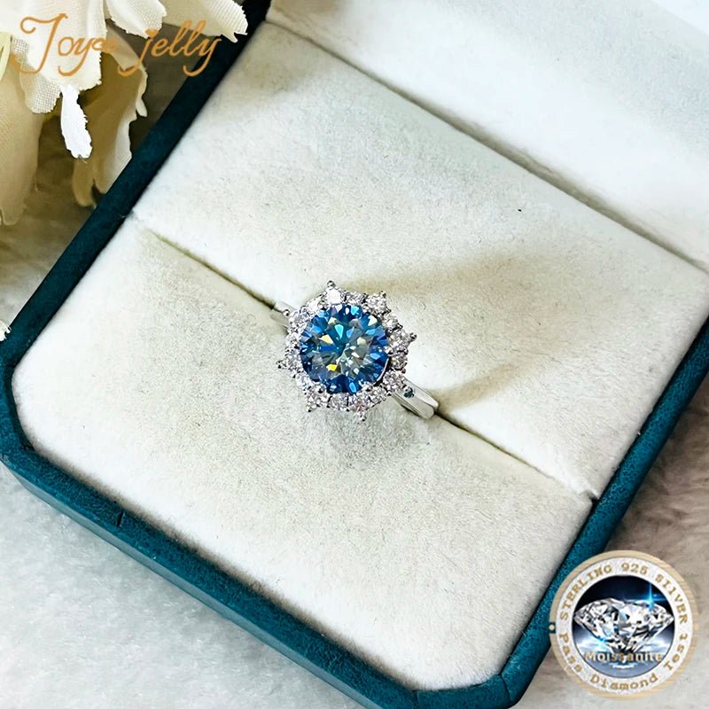 JoyceJelly Luxury 3 Carat Moissanite Diamond Jewelry S925 Sterling Silver Wedding Ring For Women Flower Shaped Design Size5-9 - Tara's Tiny Treasures