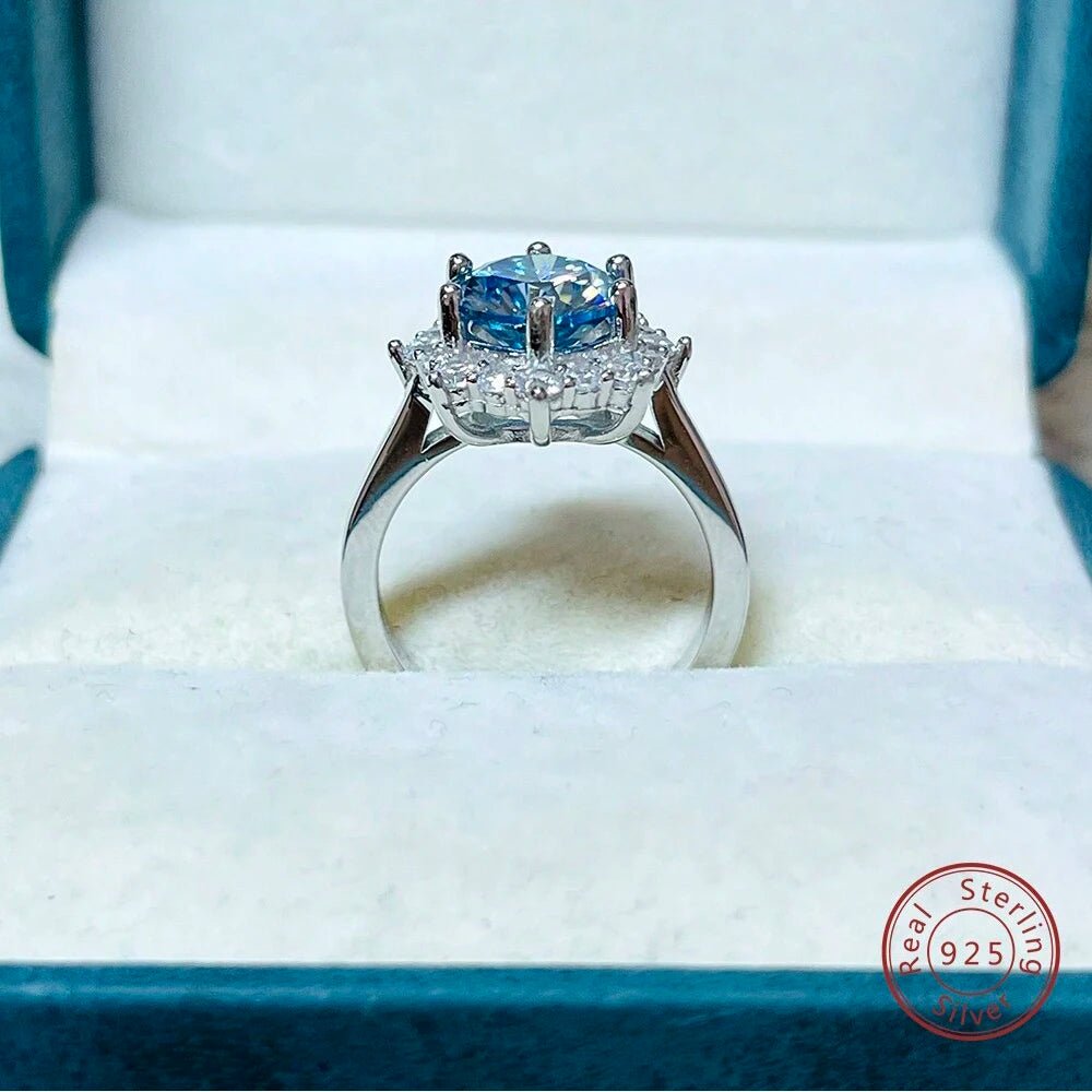 JoyceJelly Luxury 3 Carat Moissanite Diamond Jewelry S925 Sterling Silver Wedding Ring For Women Flower Shaped Design Size5-9 - Tara's Tiny Treasures
