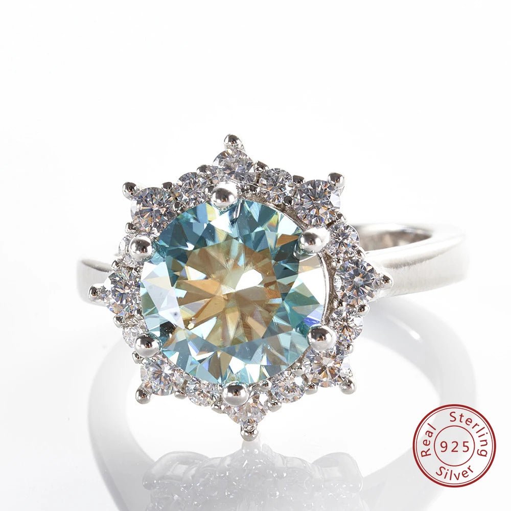 JoyceJelly Luxury 3 Carat Moissanite Diamond Jewelry S925 Sterling Silver Wedding Ring For Women Flower Shaped Design Size5-9 - Tara's Tiny Treasures