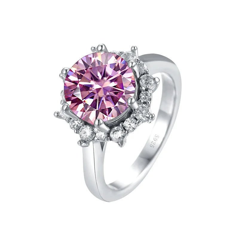JoyceJelly Luxury 3 Carat Moissanite Diamond Jewelry S925 Sterling Silver Wedding Ring For Women Flower Shaped Design Size5-9 - Tara's Tiny Treasures