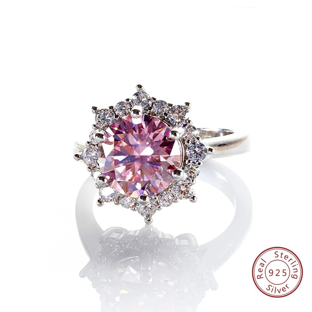 JoyceJelly Luxury 3 Carat Moissanite Diamond Jewelry S925 Sterling Silver Wedding Ring For Women Flower Shaped Design Size5-9 - Tara's Tiny Treasures