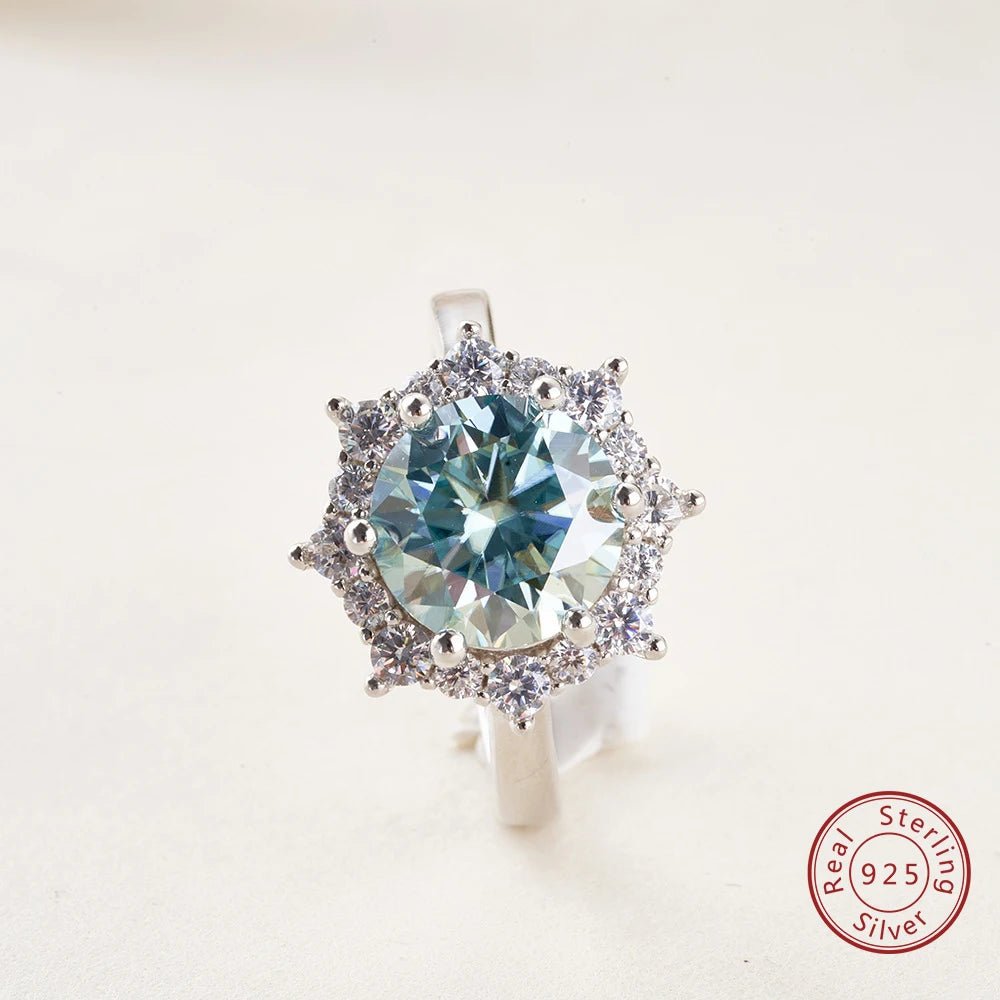 JoyceJelly Luxury 3 Carat Moissanite Diamond Jewelry S925 Sterling Silver Wedding Ring For Women Flower Shaped Design Size5-9 - Tara's Tiny Treasures