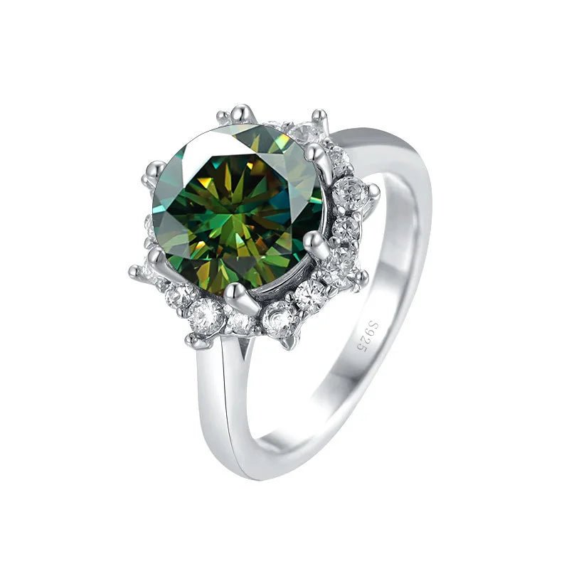 JoyceJelly Luxury 3 Carat Moissanite Diamond Jewelry S925 Sterling Silver Wedding Ring For Women Flower Shaped Design Size5-9 - Tara's Tiny Treasures