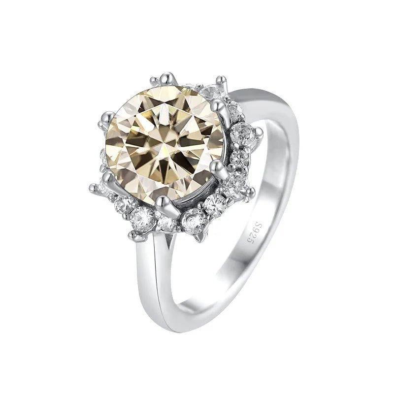 JoyceJelly Luxury 3 Carat Moissanite Diamond Jewelry S925 Sterling Silver Wedding Ring For Women Flower Shaped Design Size5-9 - Tara's Tiny Treasures