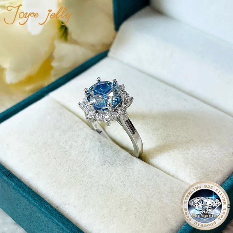 JoyceJelly Luxury 3 Carat Moissanite Diamond Jewelry S925 Sterling Silver Wedding Ring For Women Flower Shaped Design Size5-9 - Tara's Tiny Treasures