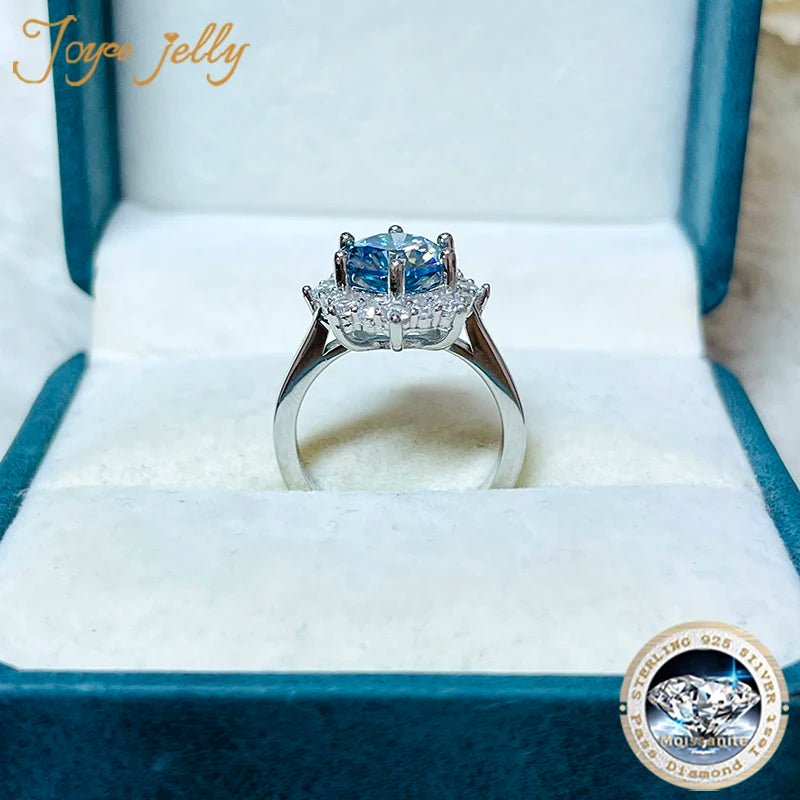 JoyceJelly Luxury 3 Carat Moissanite Diamond Jewelry S925 Sterling Silver Wedding Ring For Women Flower Shaped Design Size5-9 - Tara's Tiny Treasures