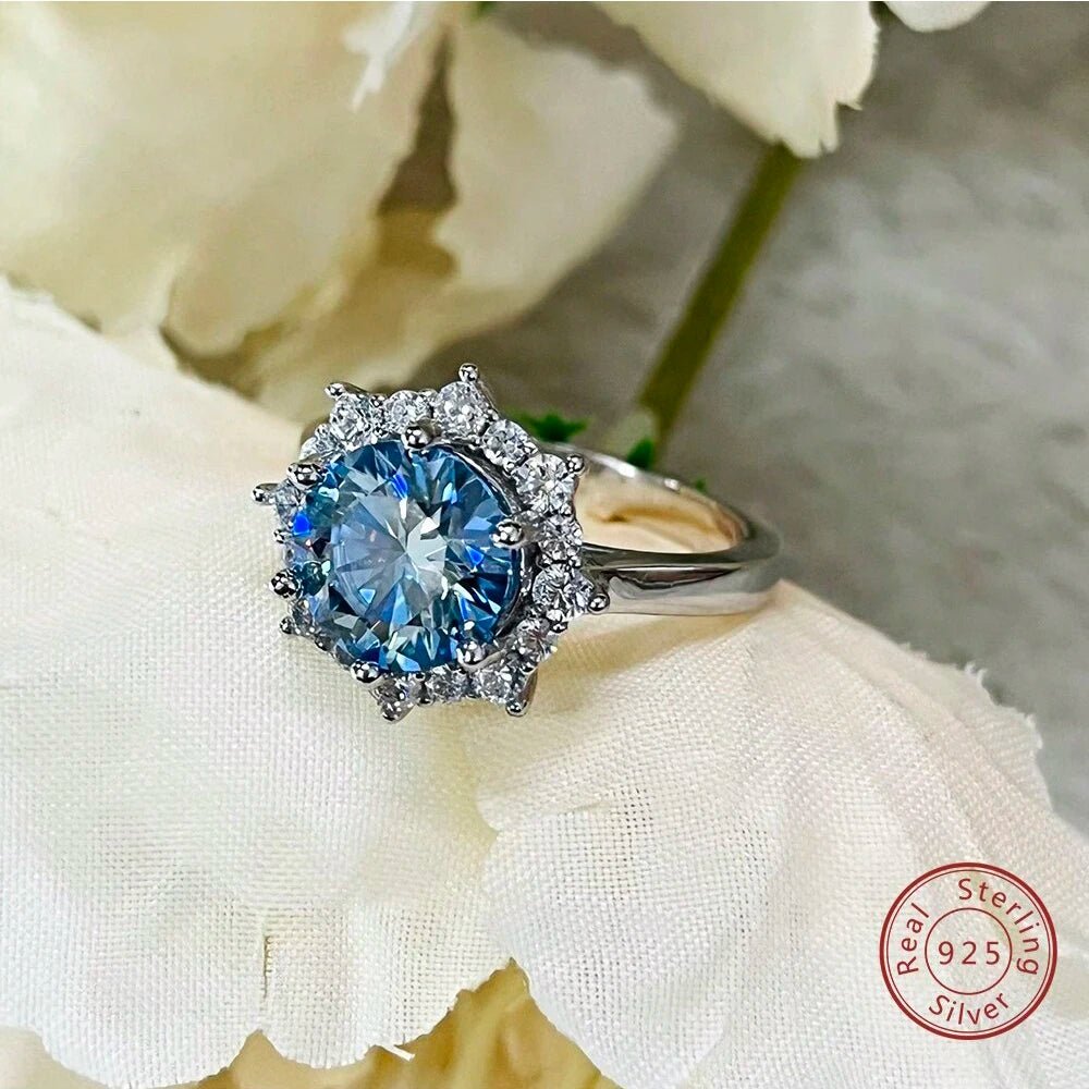 JoyceJelly Luxury 3 Carat Moissanite Diamond Jewelry S925 Sterling Silver Wedding Ring For Women Flower Shaped Design Size5-9 - Tara's Tiny Treasures