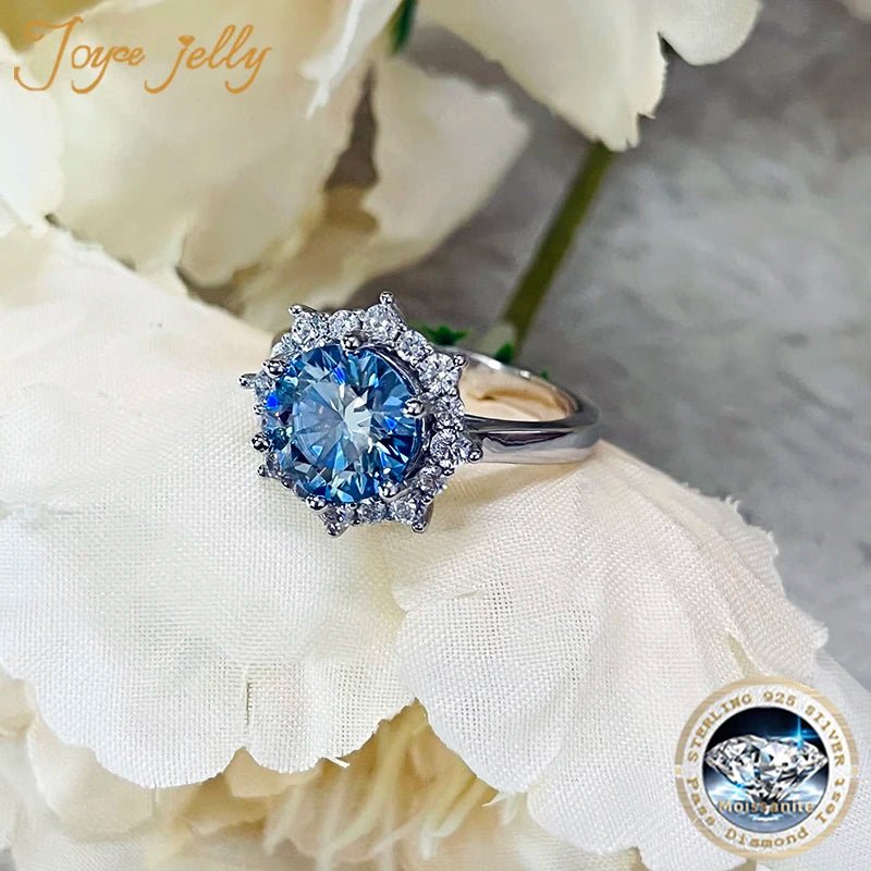 JoyceJelly Luxury 3 Carat Moissanite Diamond Jewelry S925 Sterling Silver Wedding Ring For Women Flower Shaped Design Size5-9 - Tara's Tiny Treasures