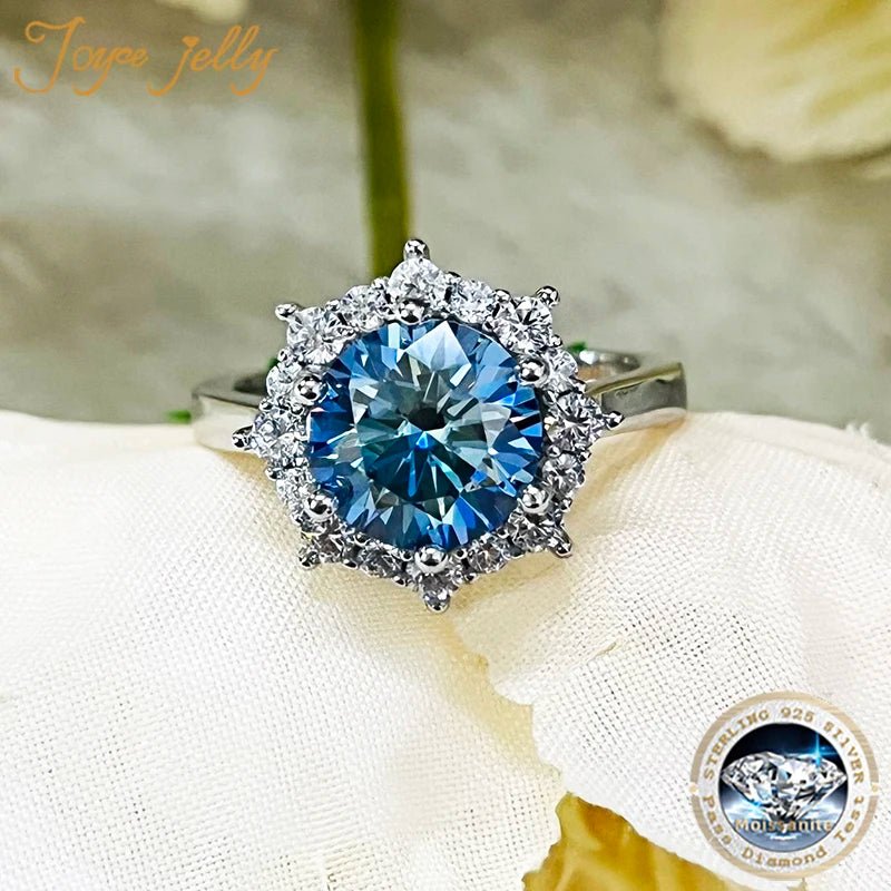 JoyceJelly Luxury 3 Carat Moissanite Diamond Jewelry S925 Sterling Silver Wedding Ring For Women Flower Shaped Design Size5-9 - Tara's Tiny Treasures