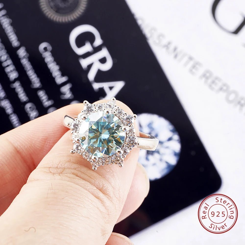JoyceJelly Luxury 3 Carat Moissanite Diamond Jewelry S925 Sterling Silver Wedding Ring For Women Flower Shaped Design Size5-9 - Tara's Tiny Treasures