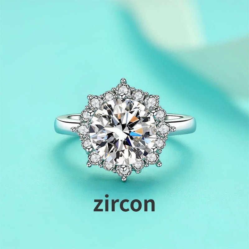 JoyceJelly Luxury 3 Carat Moissanite Diamond Jewelry S925 Sterling Silver Wedding Ring For Women Flower Shaped Design Size5-9 - Tara's Tiny Treasures