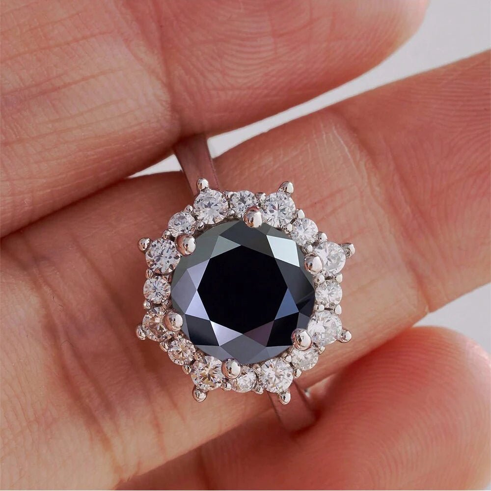JoyceJelly Luxury 3 Carat Moissanite Diamond Jewelry S925 Sterling Silver Wedding Ring For Women Flower Shaped Design Size5-9 - Tara's Tiny Treasures