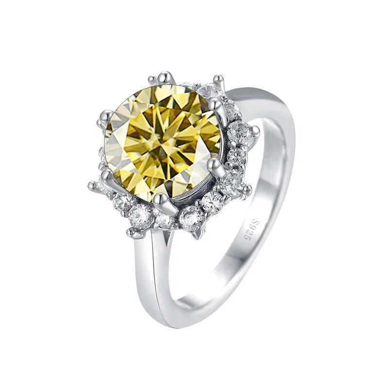 JoyceJelly Luxury 3 Carat Moissanite Diamond Jewelry S925 Sterling Silver Wedding Ring For Women Flower Shaped Design Size5-9 - Tara's Tiny Treasures