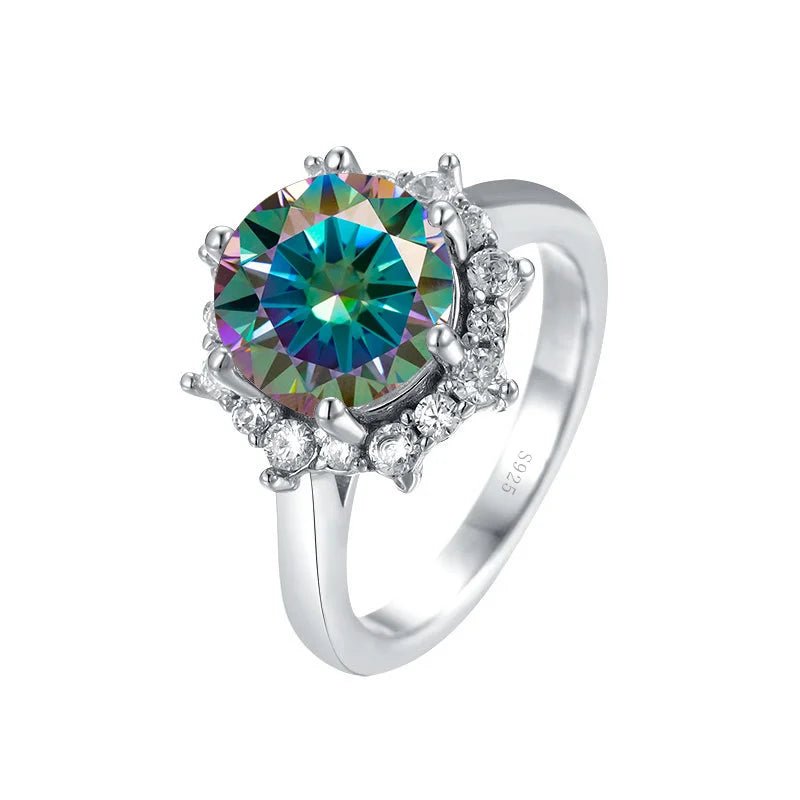 JoyceJelly Luxury 3 Carat Moissanite Diamond Jewelry S925 Sterling Silver Wedding Ring For Women Flower Shaped Design Size5-9 - Tara's Tiny Treasures