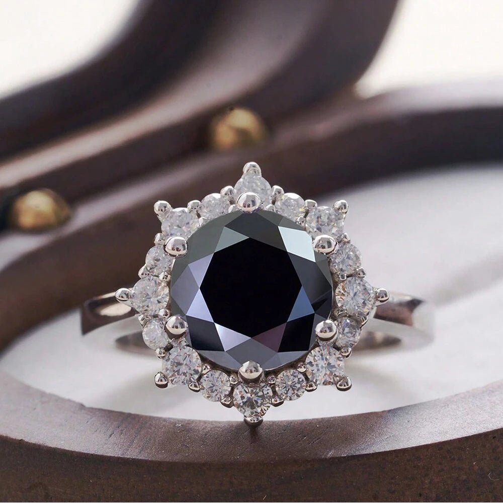 JoyceJelly Luxury 3 Carat Moissanite Diamond Jewelry S925 Sterling Silver Wedding Ring For Women Flower Shaped Design Size5-9 - Tara's Tiny Treasures
