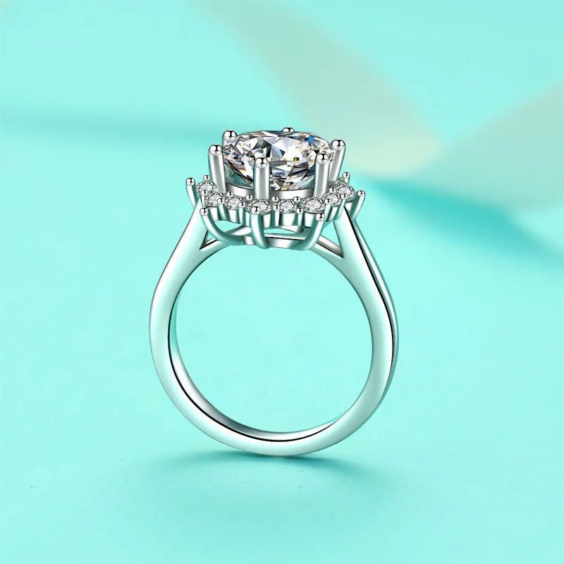 JoyceJelly Luxury 3 Carat Moissanite Diamond Jewelry S925 Sterling Silver Wedding Ring For Women Flower Shaped Design Size5-9 - Tara's Tiny Treasures