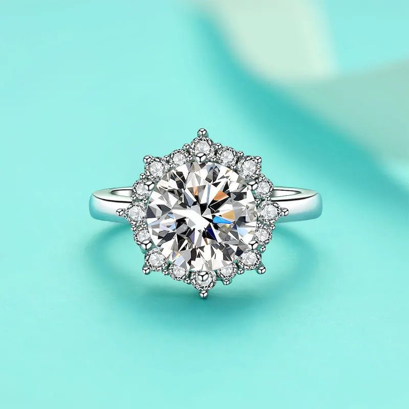JoyceJelly Luxury 3 Carat Moissanite Diamond Jewelry S925 Sterling Silver Wedding Ring For Women Flower Shaped Design Size5-9 - Tara's Tiny Treasures
