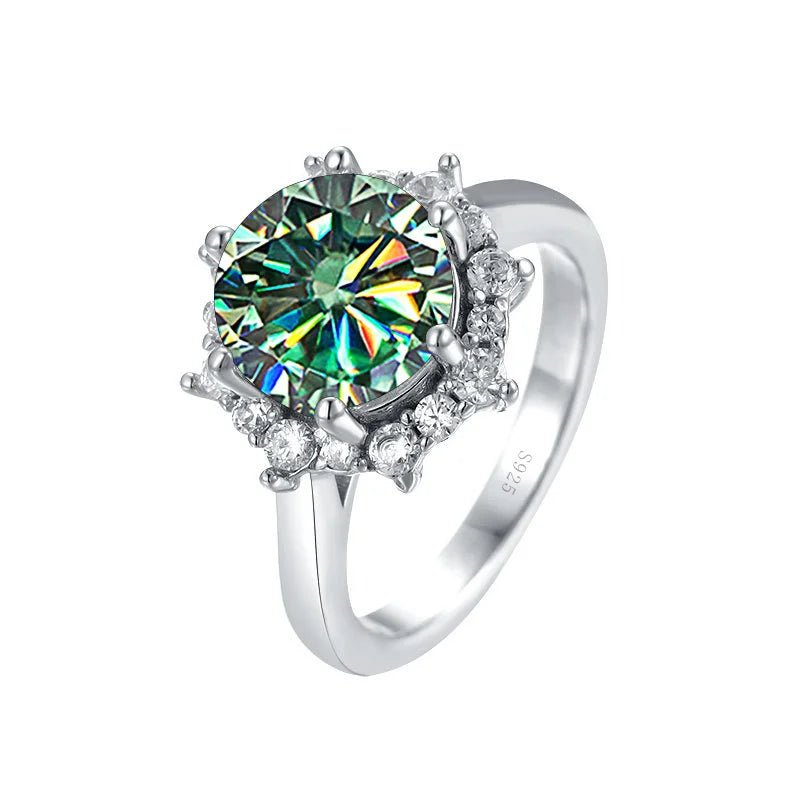 JoyceJelly Luxury 3 Carat Moissanite Diamond Jewelry S925 Sterling Silver Wedding Ring For Women Flower Shaped Design Size5-9 - Tara's Tiny Treasures