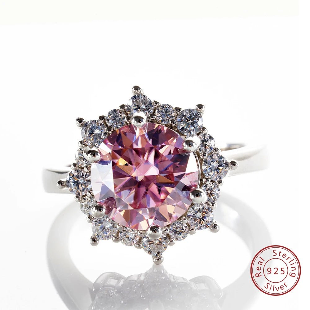 JoyceJelly Luxury 3 Carat Moissanite Diamond Jewelry S925 Sterling Silver Wedding Ring For Women Flower Shaped Design Size5-9 - Tara's Tiny Treasures