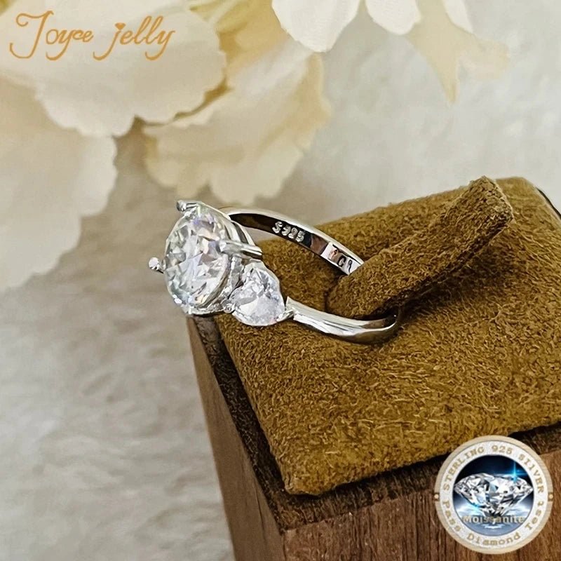 JoyceJelly Luxury Wedding Sterling 925 Silver Ring 3 Carat D-COLOR Moissanite Diamond Jewelry For Women Classic Four Claw Design - Tara's Tiny Treasures