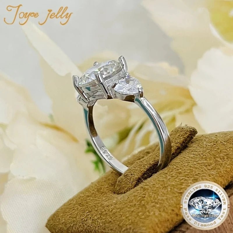 JoyceJelly Luxury Wedding Sterling 925 Silver Ring 3 Carat D-COLOR Moissanite Diamond Jewelry For Women Classic Four Claw Design - Tara's Tiny Treasures